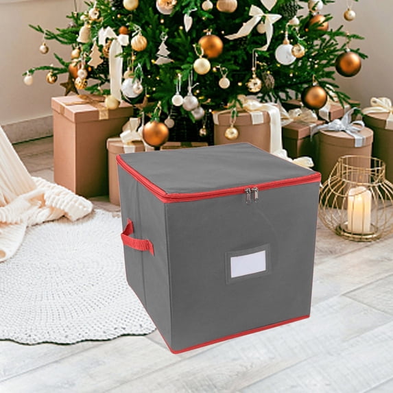 Nkmbld Christmas Ornament Storage Box High Capacity Decoration Organizer Holds Up to 64 Ornaments Decoration Balls with Lid, Gray