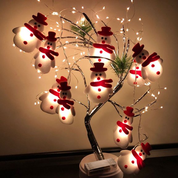 Nkmbld Christmas Ornaments LED Christmas Snowman Light Strings, Christmas Tree Holiday Party Decoration Lantern, Black