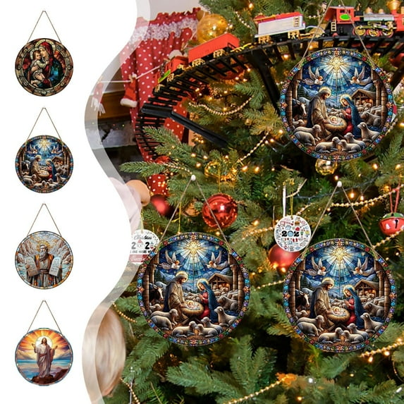 Nkmbld Christmas Ornaments Nativity Scene Ornaments Religious Christmas Hanging Ornament The Birth of Jesus Christian Christmas Decorations