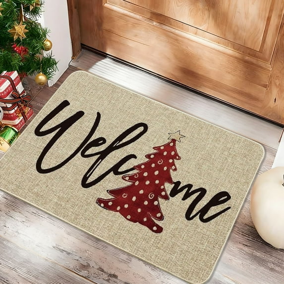 Nkmbld Christmas Outdoor Mats for Front Door, Elegant Winter Holiday Floor Mats, Absorbent and Non-Slip Carpet for Bathroom Kitchen Entryway