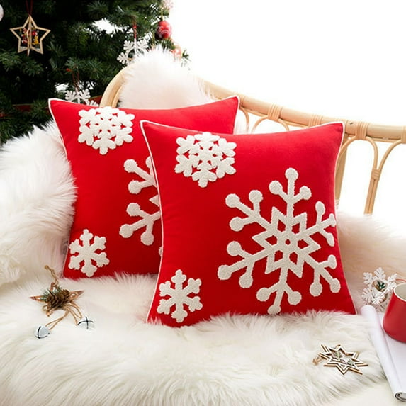 Nkmbld Christmas Pillow Covers Christmas Throw Pillowcase Sofa Cushion Back Pillowcase Cushion for Winter Holiday Farmhouse Home Sofa Couch Decoration, Red