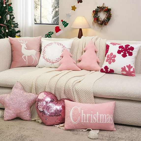 Nkmbld Christmas Pillow Covers Decoration Christmas House Holiday Decoration for Sofa, Couch, Bed and Car, White