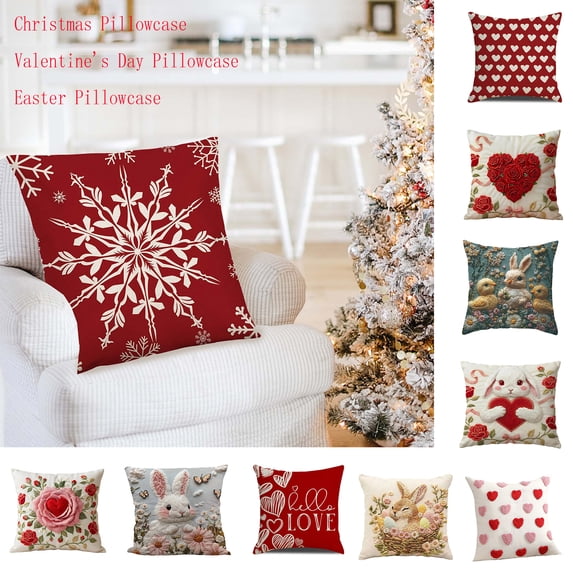 Nkmbld Christmas Pillow Covers Decoration Christmas Pillowcase for Winter Xmas Decor, Christmas Velvet Pillow Cases for Sofa Home Decoration, Red