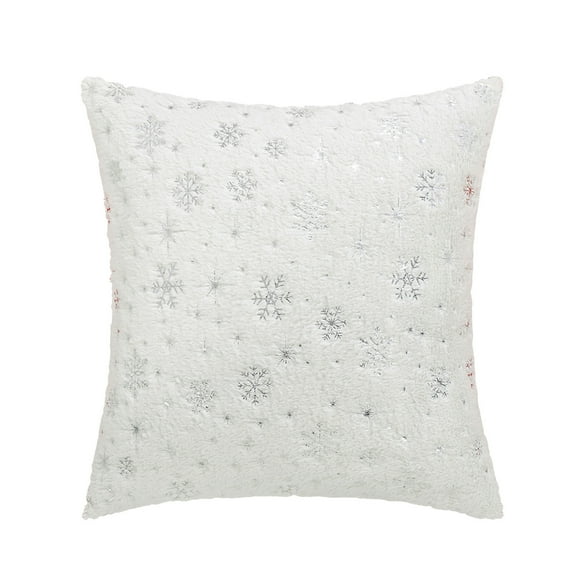 Nkmbld Christmas Pillow Covers Decoration Soft Fuzzy Decorative Pillows Covers with Snowflake Glitter Printed Pillowcases for Sofa, Couch, Bed and Car, White