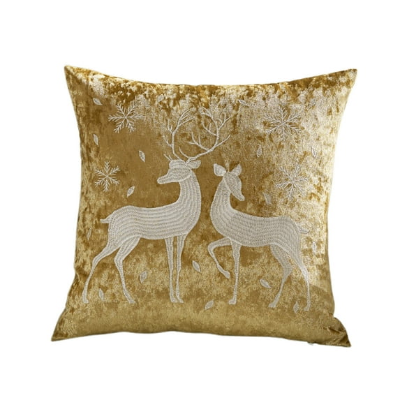 Nkmbld Christmas Throw Pillow Covers Santa Claus Christmas Tree Printed Embroidery Cushion Pad for Winter Holiday Farmhouse Sofa Couch Decoration, Gold