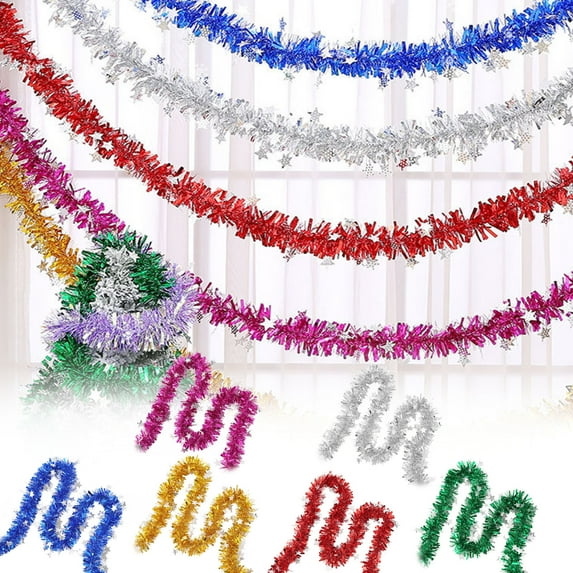 Nkmbld Christmas Tinsel Garland Xmas Tree Decorations Metallic Ribbon Twist Garland Ceiling Hanging Decorations for New Year Party Holiday Decor, Blue