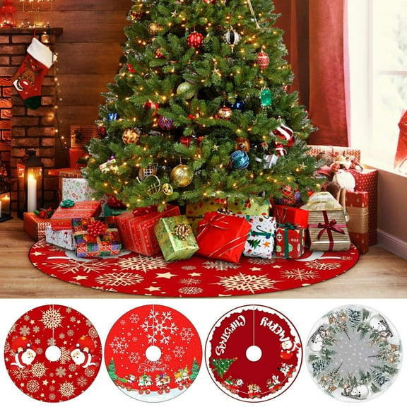 Nkmbld Christmas Tree Collar Santa Claus Snowflake Christmas Tree Skirt Exquisite Tree Bottom Decoration Tree Skirt