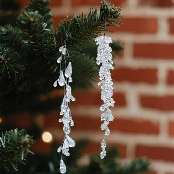 Nkmbld Christmas Tree Decorations Transparent Acrylic Snowflake Crystal Ice Chandelier Pearl Water Drop Hanging String Pendant, Clear