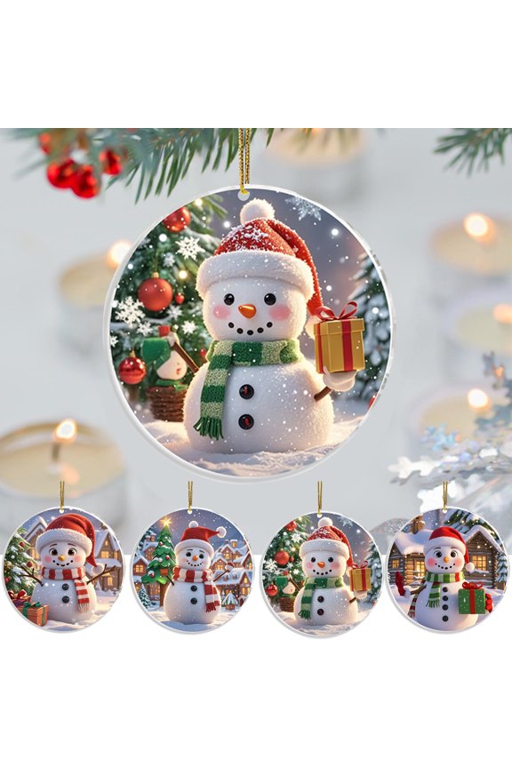 Christmas Tree Hanging Ornaments, Unique Christmast Snowman Acrylic Ornament Art, Holiday Decoration, Car Interiors Decors