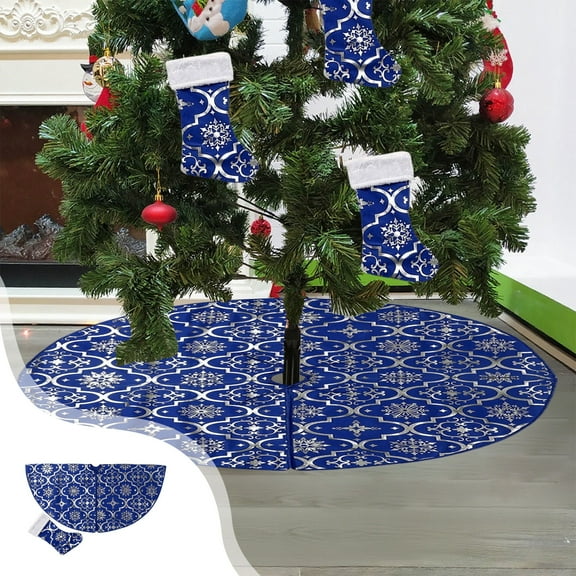 Nkmbld Christmas Tree Skirt Christmas Tree Bottom Decoration for Merry Christmas Party Christmas Tree Decoration Comes with Socks Tree Skirt and Socks Set, Blue