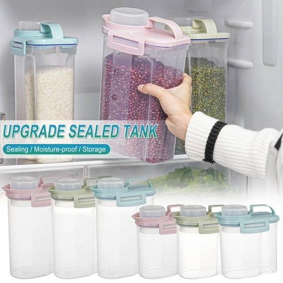 Nkmbld Clear Stackable Storage Bins Airtight Food Storage Containers, Kitchen Airtight Jars with Lid Storage Box, Stackable Food Fresh-Keeping Box, Blue