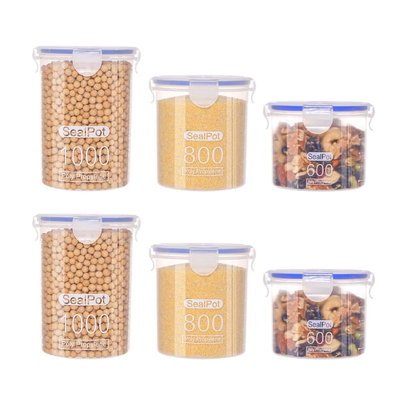 Nkmbld Clear Stackable Storage Bins with Lids Sealed Jar Set, Grain Storage Jar, Snack Nut Storage Jar, Household Storage Box, 6-piece Set