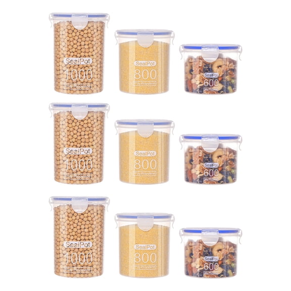 Nkmbld Clear Stackable Storage Bins with Lids Sealed Jar Set, Grain Storage Jar, Snack Nut Storage Jar, Household Storage Box, 6-piece Set