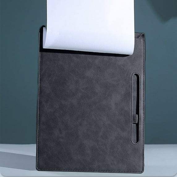 Nkmbld Colored File Folders A4 Board Clip File Clip Board Clip Meeting Record Drawing Writing Pad A5 Data Folder Menu Clip Leather Writing Tablet, Black