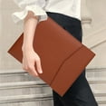 thumbnail image 1 of Nkmbld Colored Filing Folder for Office Business, A4 Imitation Leather Business File Bag Large Capacity Storage File Folders, Fit Letter Size Paper, Brown, 1 of 9