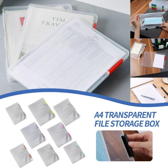 Nkmbld Colored Filing Folder for Office Business, A4 Transparent Storage Box Clear Plastic Document Paper Filling Case File Box, Green