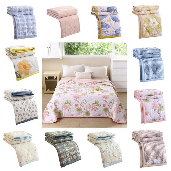 Nkmbld Cooling Blankets for Hot Sleepers, Breathable Lightweight Silky Summer Ice Blankets for All Season, Soft Air Conditioning Quilt Machine Washable
