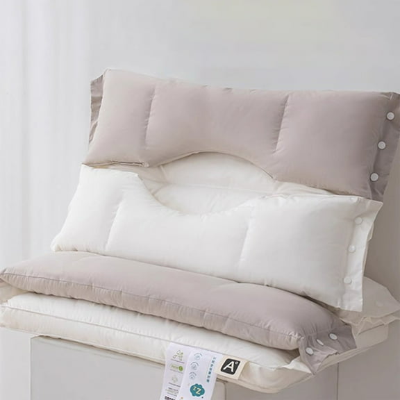 Nkmbld Cooling Pillow Brushed Pillow Double-layer Cervical Spine Protection Removable to Help Sleep Special Non-collapsing Home Use, Standard/Queen, White