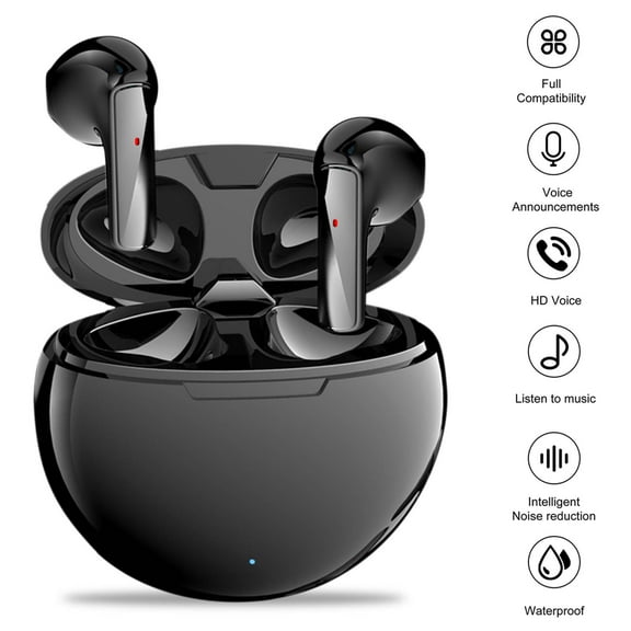 Nkmbld Cordless Earphones Bluetooth 5.3 Headset Wireless Earphones Mini Earbuds Stereo Headphones with Charging Case, Black
