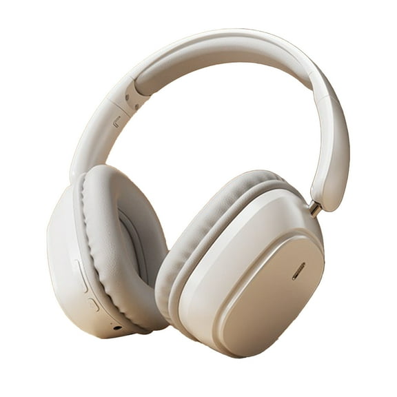 Nkmbld Cordless Earphones Head Mounted Wired and Wireless Double Mode Foldable Soft Headband Low Latency High Battery 5.4 Sports Gaming Bluetooth Headphones Earphones, White