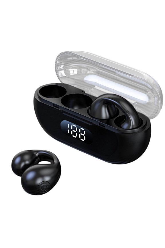 Cordless Earphones Wireless Ear Clip Headphones Bluetooth Mini Sports Running Earring Headphones Open Ear in Ear Headphones Wireless Earbuds with Earhook, Black