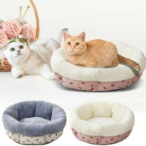 Nkmbld Cozy Cat Bed Indoor Round Thickened Warm Washable Winter Dog Bed, Anti-Slip & Washable Super Soft Fluffy Plush Pet Mat, Gray