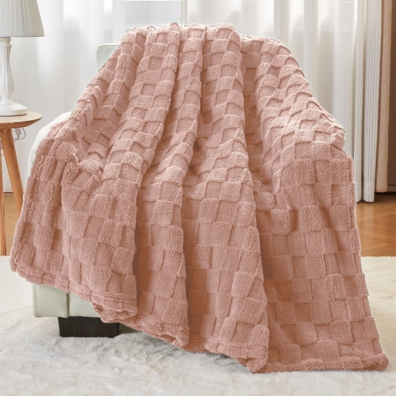 Nkmbld Cozy Faux Fur Throw Blanket for Couch, Soft Plush Thickened Bubble Blankets for Living Room Bed Sofa Couch Chair, Machines Washable, All-Season Use