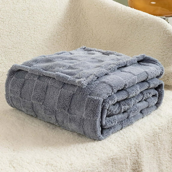 Nkmbld Cozy Faux Fur Throw Blanket for Couch, Fleece Faux Fur Blankets Queen Size for Bed, Bedroom Decor Winter Thick Warm Full Queen Blankets, Blue