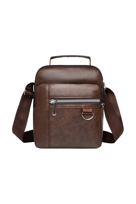 Crossbody Bags for Men, Premiums Textured Leather Shoulder Bag Adjustable Strap Lightweight Spacious Handbag for Travel Work Daily Necessary, Brown