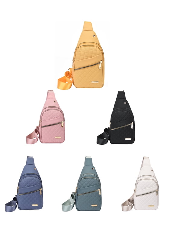 Crossbody Bags for Women, Fashionable Embroidery Shoulder Bag with Data Hole, Large Capacity Waterproof Backpack for Travel Sport Running Hiking, Pink