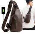 thumbnail image 1 of Nkmbld Crossbody Bags for Women, Soft Leather Sling Bag, Shoulder Backpack Chest Bags Crossbody Daypack with Usb and Earphone Hole for Hiking Camping Outdoor Trip, Brown, 1 of 8
