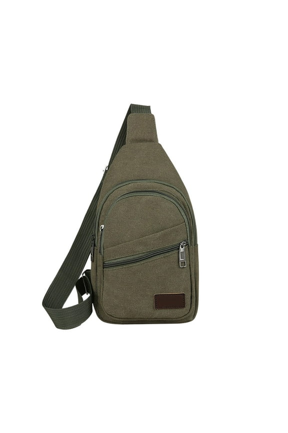 Crossbody Bags for Men, Canvas Sling Bag Crossbody Backpack Shoulder Casual Chest Bag Daypack Crossbody for Travel Sport Running Hiking, Green