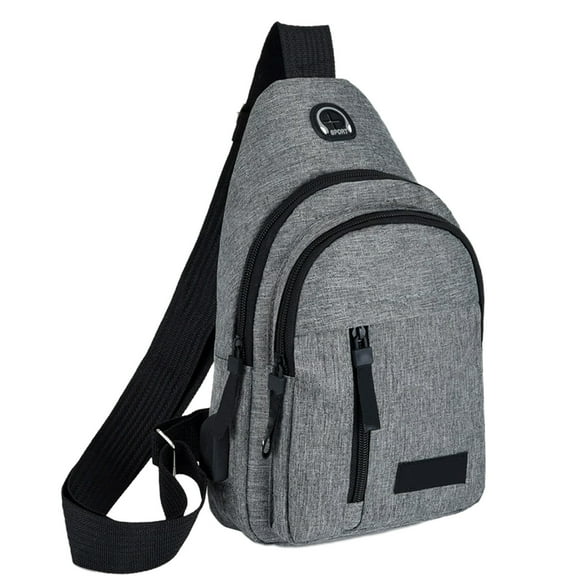 Nkmbld Crossbody Bags for Men, External Usb Charging Chest Bag Men's Waist Bag Shoulder Messenger Bag for Travel Sport Running Hiking, Gray