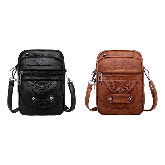 Nkmbld Crossbody Bags for Women, Waterproof Sling Bag, Fashion Soft Leather Shoulder Bag Multi Pocket Handbag with Adjustable Strap, Black