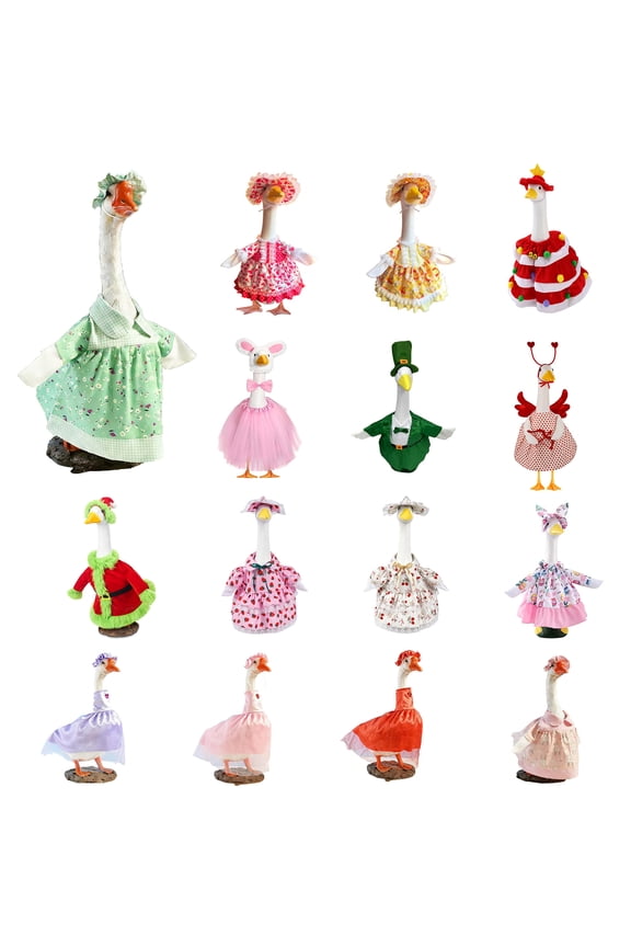Cute Porch Goose Outfits Festival Party Porch Costume Set for Statue Patio Lawn Garden Decoration
