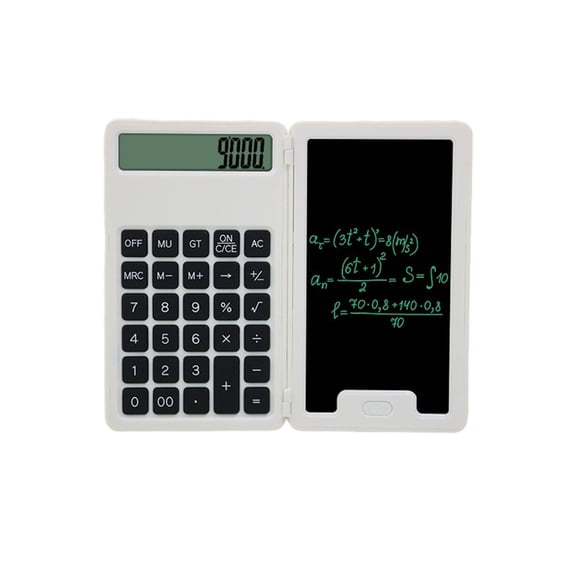 Nkmbld Desk Calculator with Erasable Writing Pad, 12-Digit Wide Screen Display, Pull-Out Stylus, Multifunctional Calculator for Office, Exam, Business