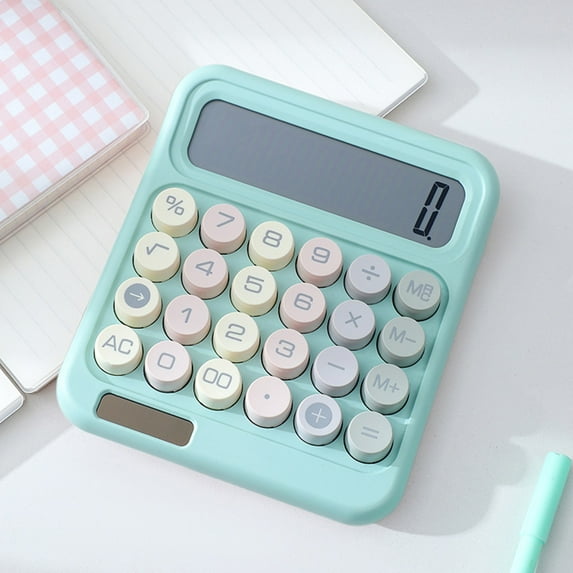 Nkmbld Desk Calculator Solar Scientific Calculator Large Screen 12 Digit Display, Gradient Color Basic Standard Calculators with Big Buttons, Green