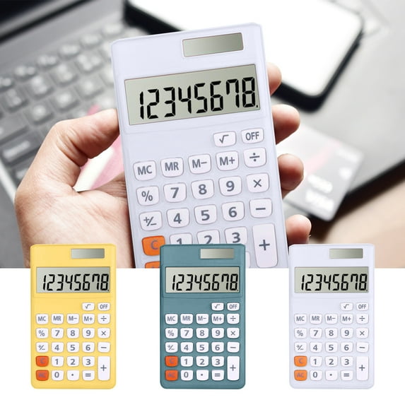Nkmbld Desk Calculator with Extra Large LCD Display, Portable Mini Calculator 8-Digit Home Office Basic Calculator with Solar Charging, White