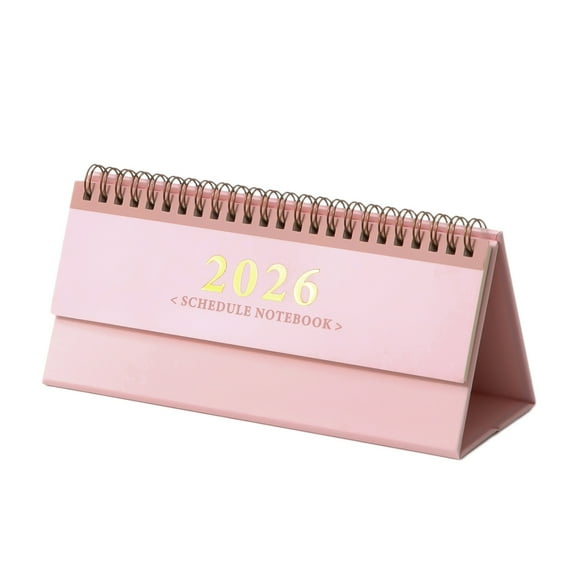 Nkmbld Desk Calendar 2026 Portable Mini Flip Desktop Calendar, Punch Card Calendar Planner Desktop Decoration Ornaments for Home or Office, Pink