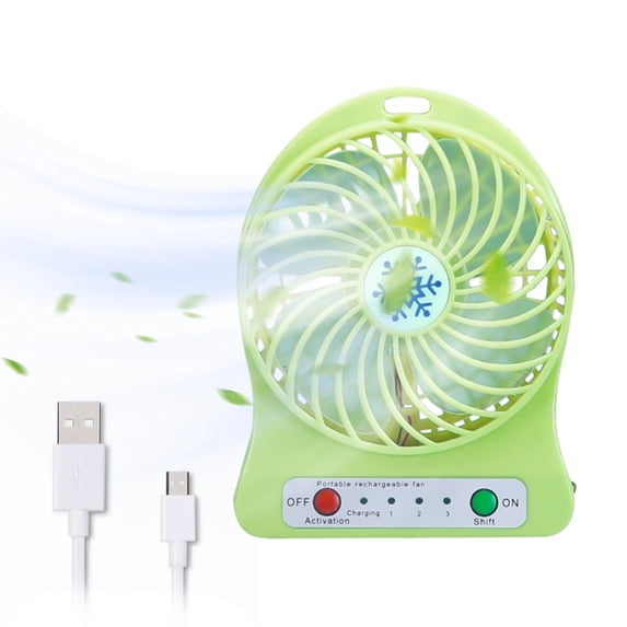 Nkmbld Desk Fan, Portable Mute Snowflake Fan with LED Lantern, Three Gear Indicator Light, 1200mAh Rechargeable Battery Operated Usb Fan