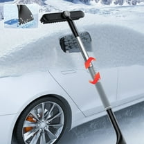 Nkmbld Detachable Snow Shovel for Car, 2 in 1 Ice Scraper Snow Brush for Car SUV Trucks, Telescopic Snow Plow with Foam Grip for Car Windshield, Black