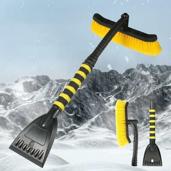 Nkmbld Detachable Snow Shovel for Car, Ice Scraper and Extendable Snow Brush, Lightweight Emergency Snow Shovel for Car Driveway, Garden, Camping, Yellow