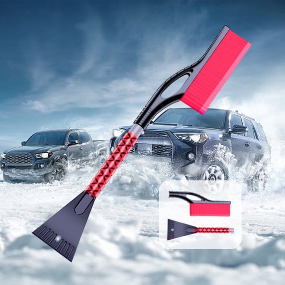 Nkmbld Detachable Snow Shovel for Car, Ice Scraper and Extendable Snow Brush, Lightweight Emergency Snow Shovel for Driveway Car Home Garage, Red