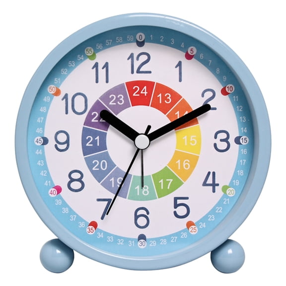 Nkmbld Digital Clock Children's Alarm Clock, Analogue Alarm Clock, No Ticking, Learning Alarm Clock, Children's Quartz Alarm Clock