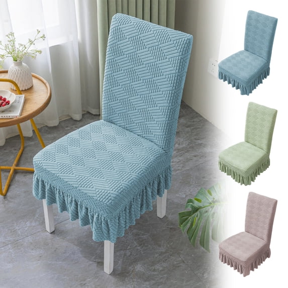 Nkmbld Dining Chair Covers with Skirt, Removable Dining Room Chair Covers Parson Chair Slipcovers Washable Chair Protector for Kitchen Wedding Party, Blue