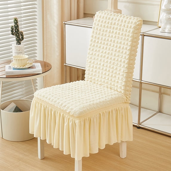 Nkmbld Dining Chair Covers with Skirt, Removable and Washable Chair Slipcovers Stretch Chair Protector Cover Suitable for Kitchen Banquet Hotel, Yellow