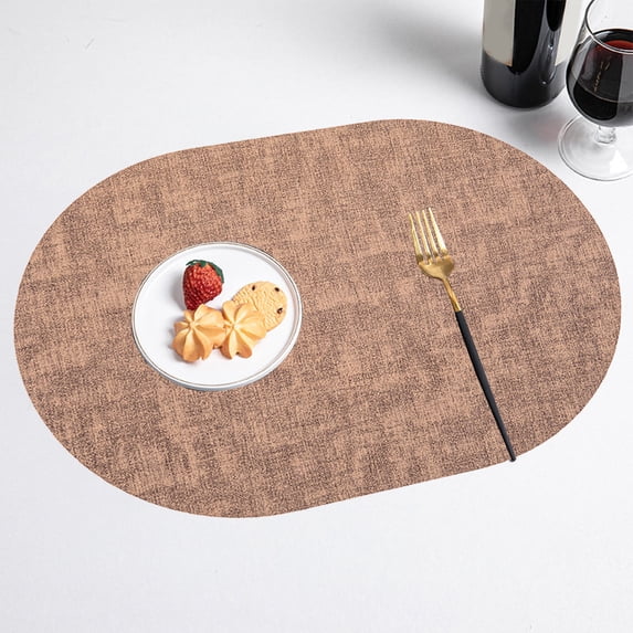 Nkmbld Dining Placemats Oval Cloth Grain Leather Placemats Heat Resistant Washable Table Mats for Kitchen Dining Party Natural Table Decor