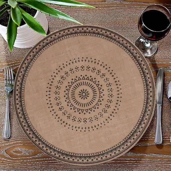 Nkmbld Dining Placemats Round Woven Placemats Heat Resistant Washable Table Mats for Kitchen Dining Party Natural Table Decor, Easy to Clean