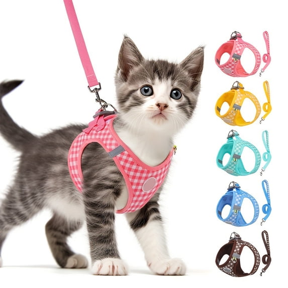 Nkmbld Dog Harness and Leash Set for Walking, Escape Proof Soft Breathable Mesh Vest, Safe Adjustable Kitten Vest Harnesses for Small Medium Dogs, Cats