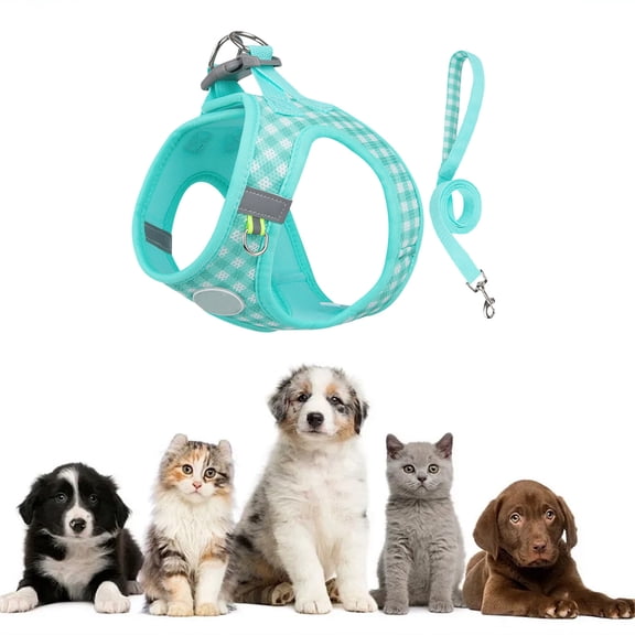 Nkmbld Dog Harness and Leash, Easy Control Soft Breathable Mesh Vest, Escape Proof Safe Adjustable Kitten Vest Harnesses for Small Medium Dogs, Cats